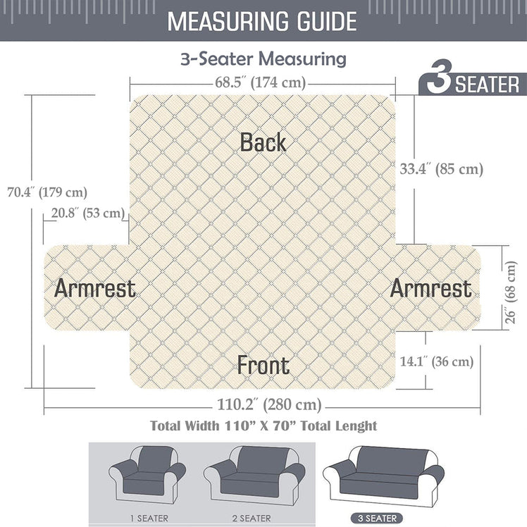 2 & 3 Seater Sofa Covers Waterproof Reversible Dark Grey/Beige
