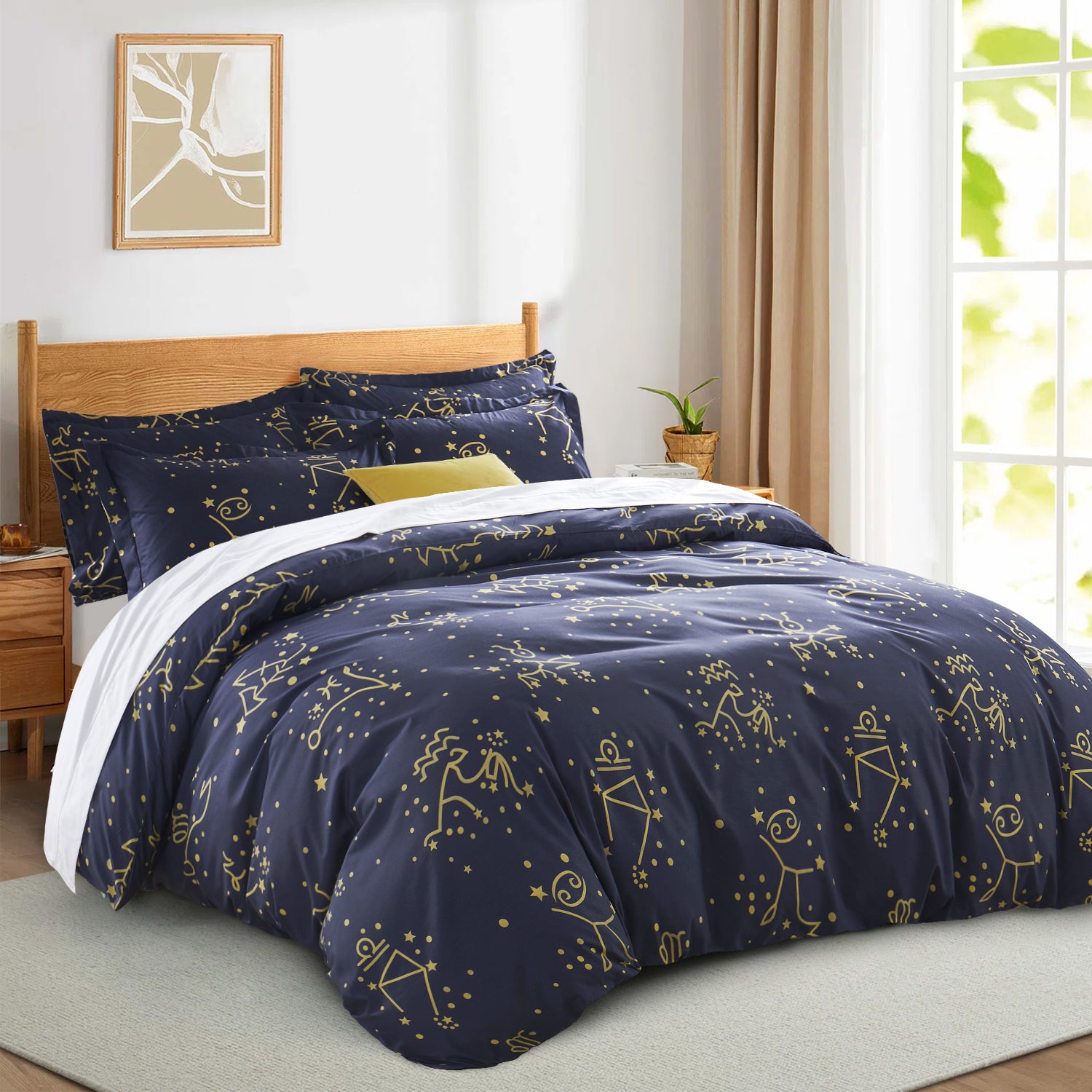Gold Star Pattern Print Duvet Cover Bedding Set