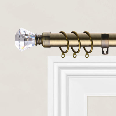 Extendable Eyelet Curtain Pole Crystal Diamond Finials