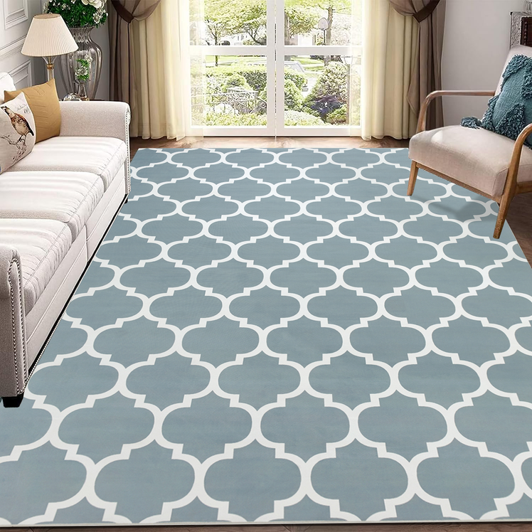 Large Washable Runner Rugs Lattice Printed