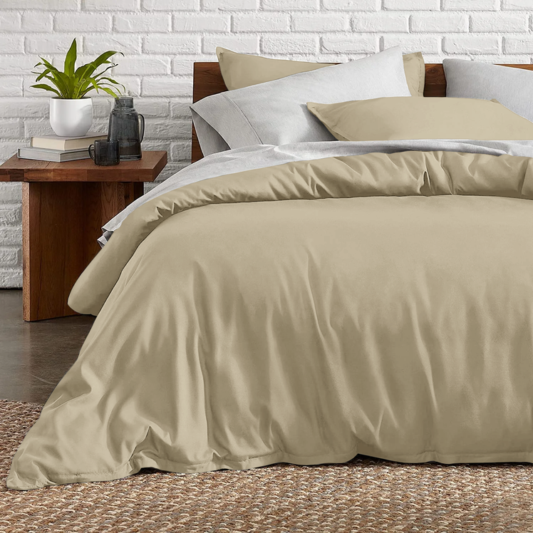 Beige Bedding Duvet Cover Set Plain
