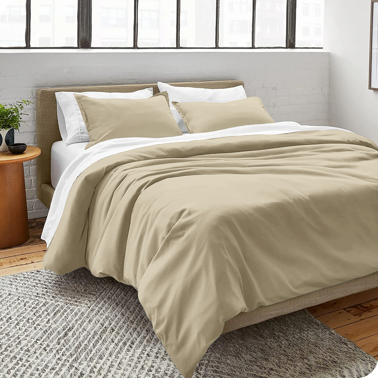 Beige Bedding Duvet Cover Set Plain