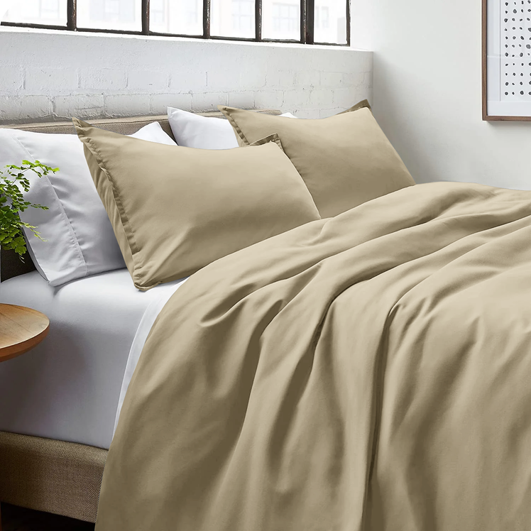 Beige Bedding Duvet Cover Set Plain
