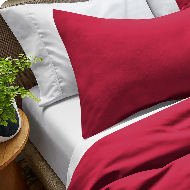 Burgundy Bedding Duvet Cover Set Plain