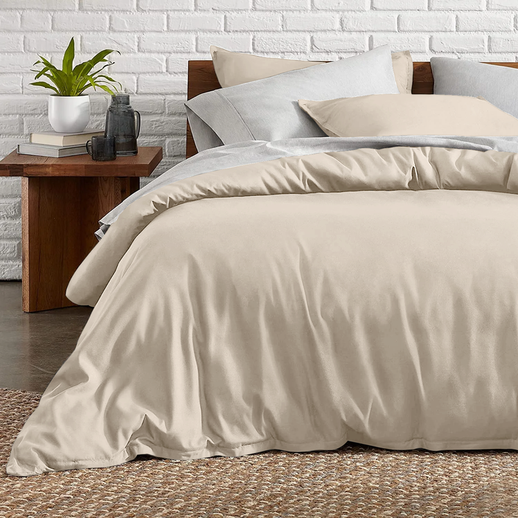 Cream Bedding Duvet Cover Set Plain