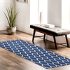 Navy Large Runner Rugs Lattice Printed