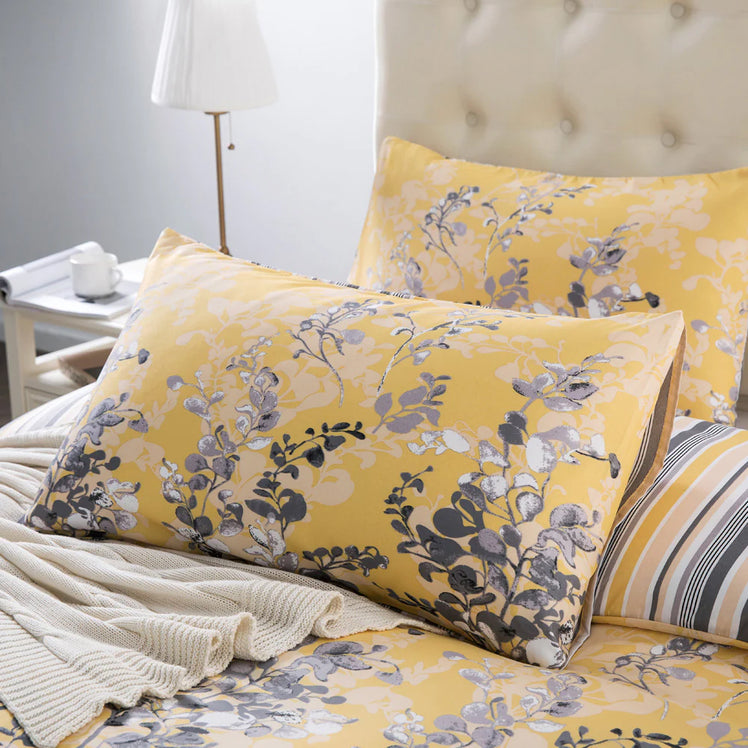 Ochre Blossom Printed Duvet Cover