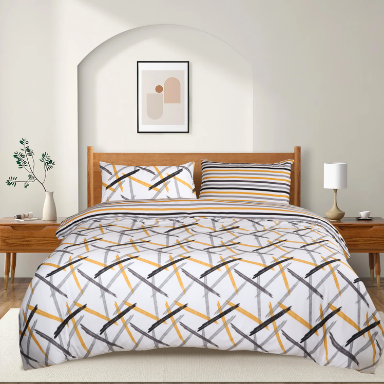 Ochre Stripe Printed Duvet Cover