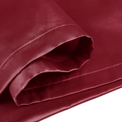 Burgundy Satin Silk Pillowcases Pair