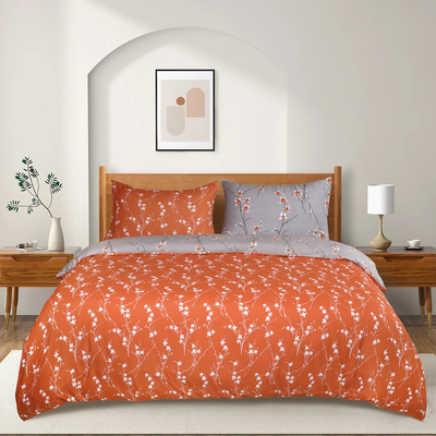 Rust Flower Printed Duvet Cover