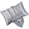 Silver Satin Silk Pillowcases Pair