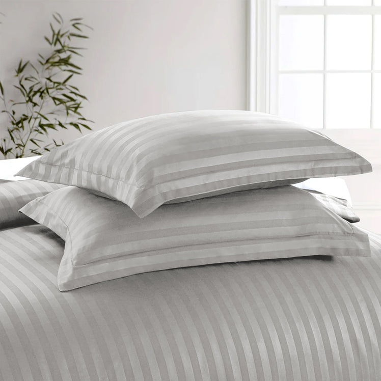 Silver Striped Bedding Duvet Cover Set