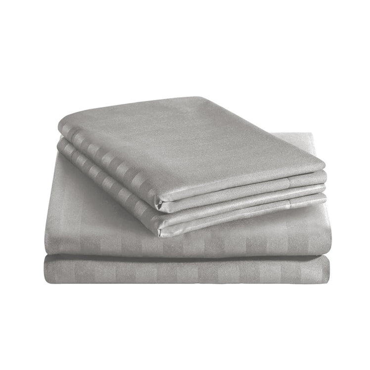 Silver Striped Bedding Duvet Cover Set