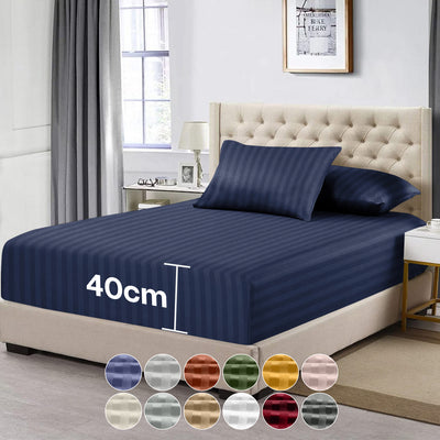 40CM Deep Pockets Fitted Sheets Stripe
