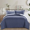 Washed Blue Striped Bedding Duvet Cover Set