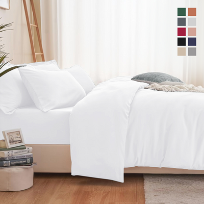 4 Piece Bedding Set Duvet Cover, Pillowcases & Fitted Sheet