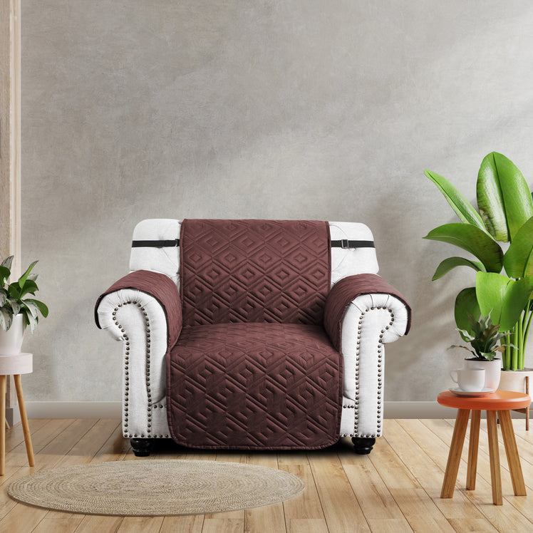 Sofa Settee Covers Waterproof Non-Slip Quilted Protector Brown/Beige