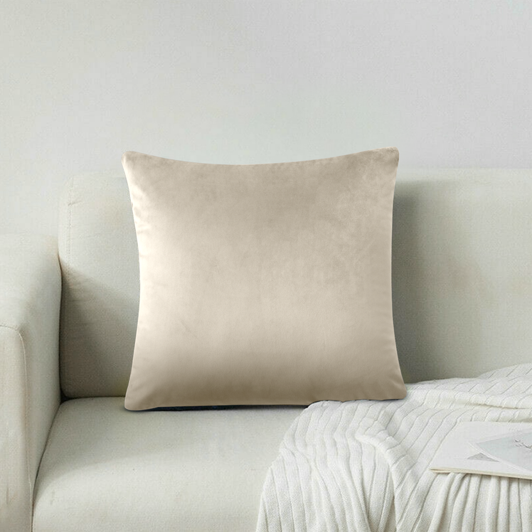 Beige Velvet Cushion Cover
