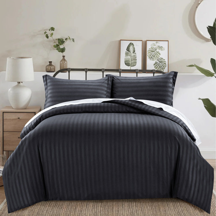 Black Striped Bedding Duvet Cover Set
