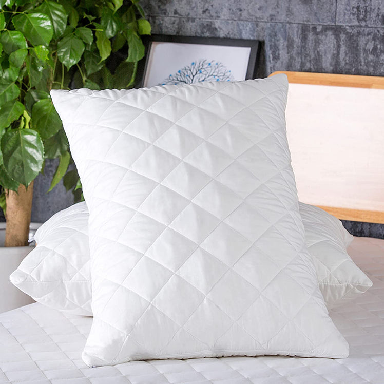 Deluxe Quilted Pillow White Pair