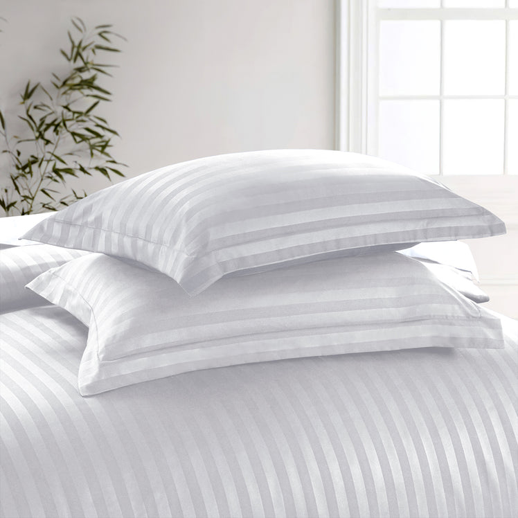 White Duvet Cover Striped Pattern Bedding Set