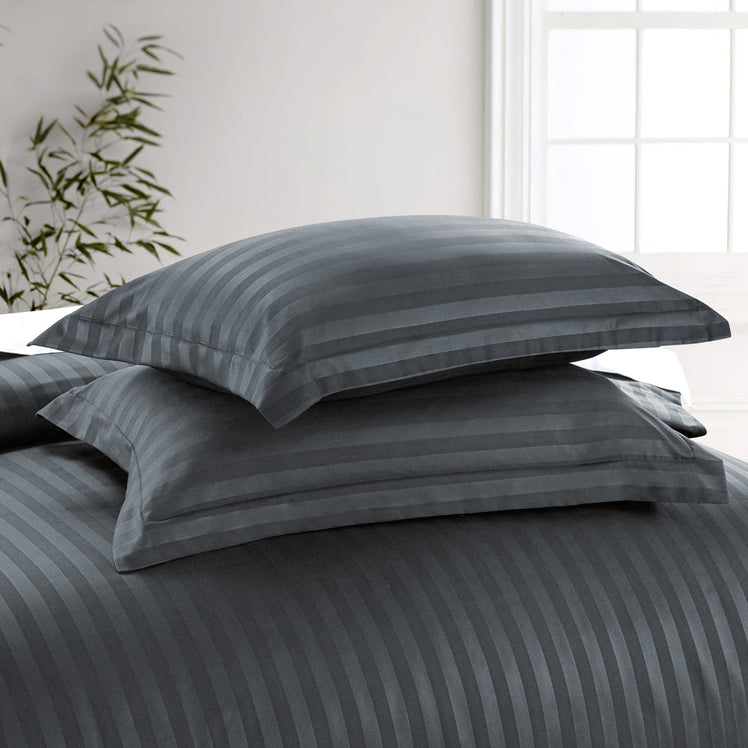 Charcoal Striped Bedding Duvet Cover Set