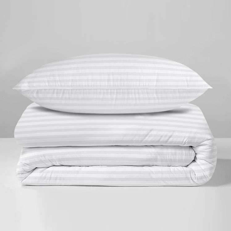 White Duvet Cover Striped Pattern Bedding Set