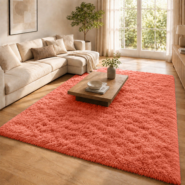 Fluffy Large Shaggy Rug Rust