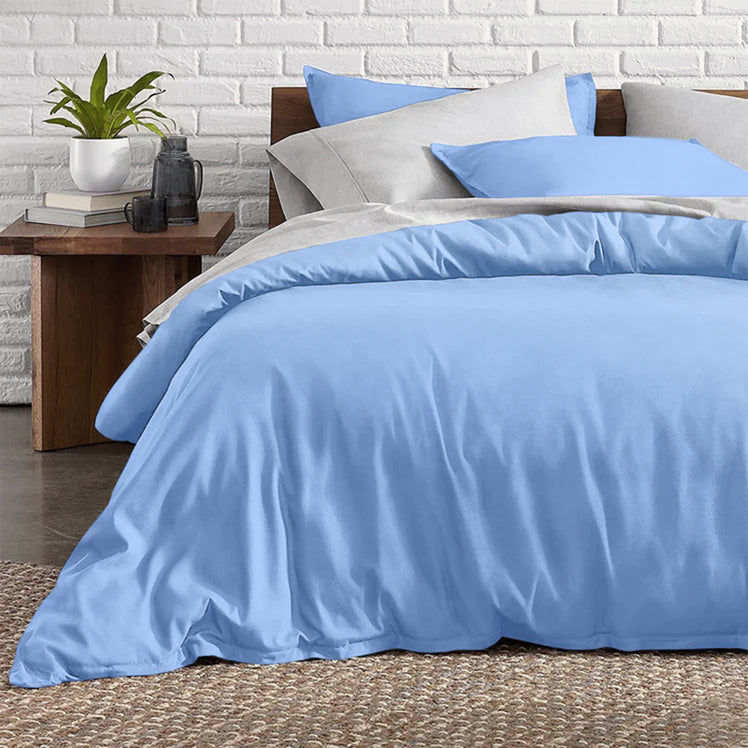 Light Blue Bedding Duvet Cover Set Plain