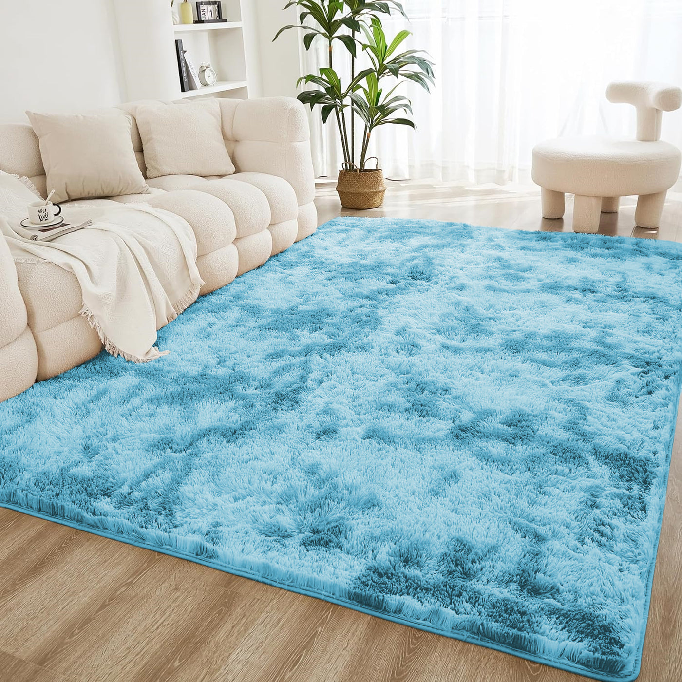 Teal Fluffy Rug