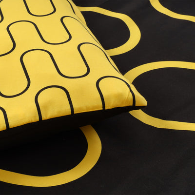 Black & Ochre Duvet Cover Waves Printed