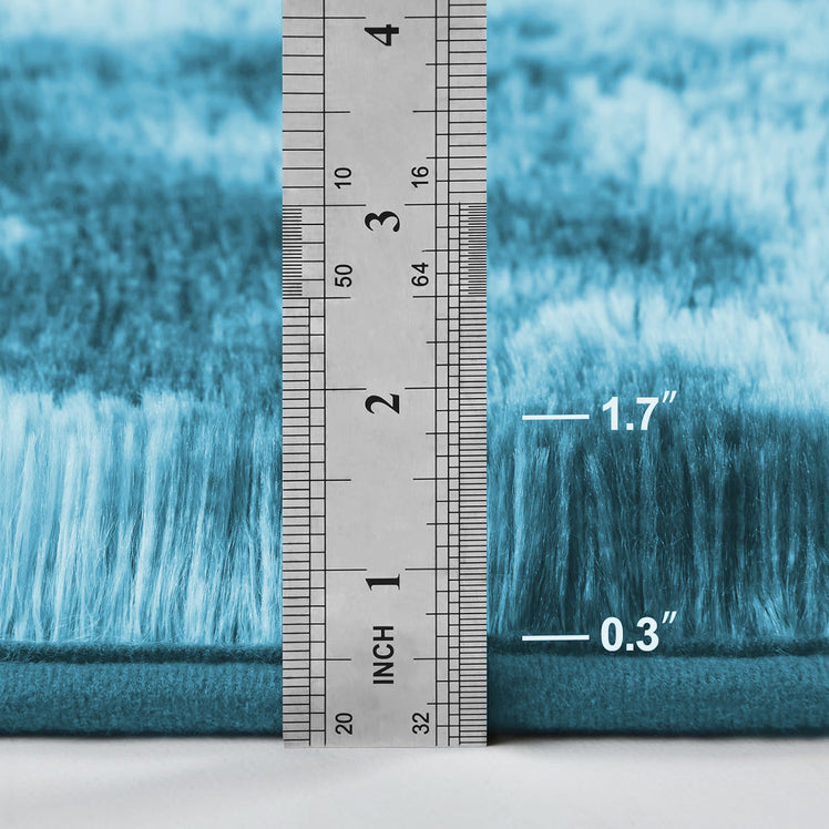 Teal Fluffy Rug - Shaggy Fur Tie Dye
