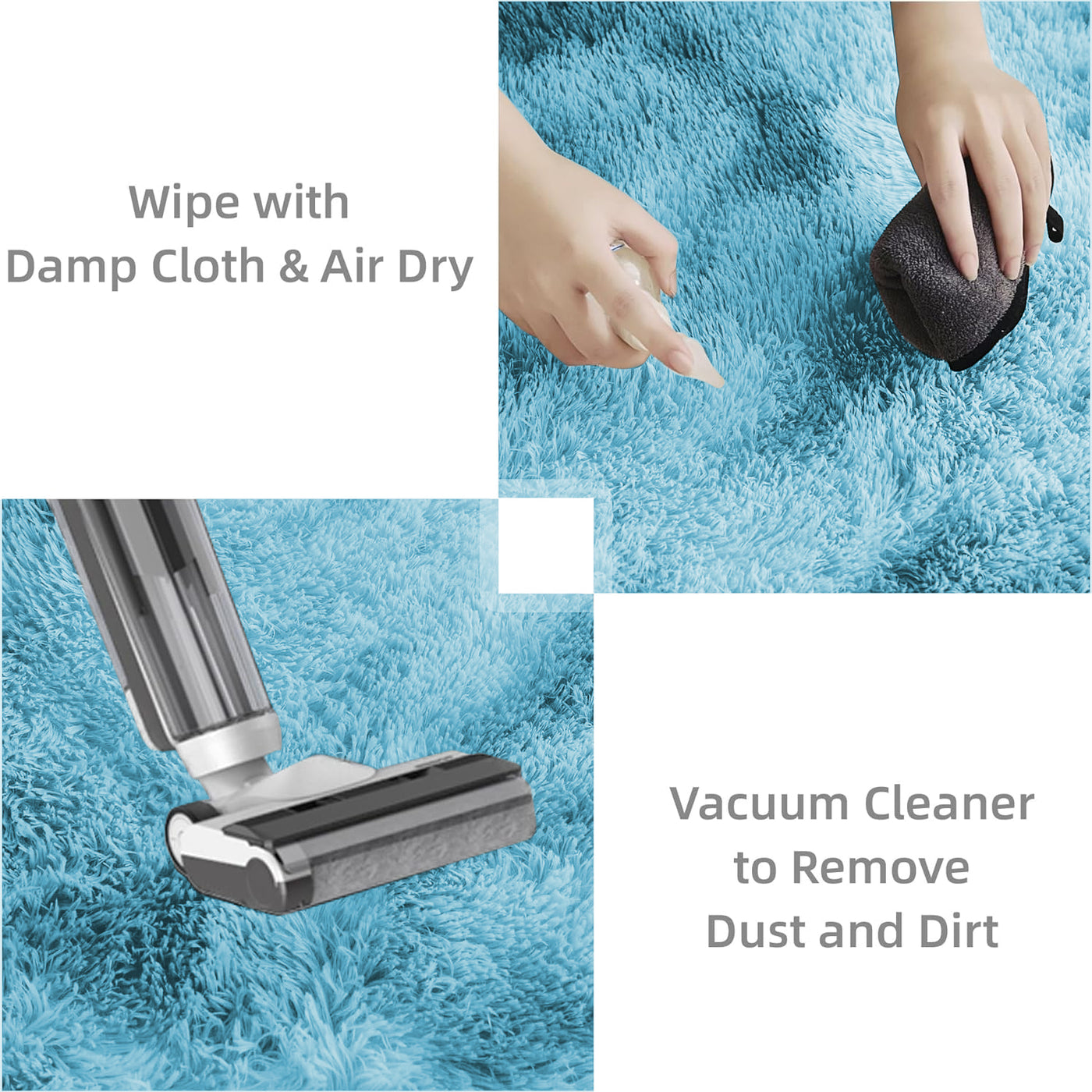 Teal Fluffy Rug - Shaggy Fur Tie Dye