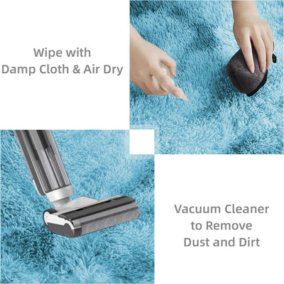 Teal Fluffy Rug - Shaggy Fur Tie Dye