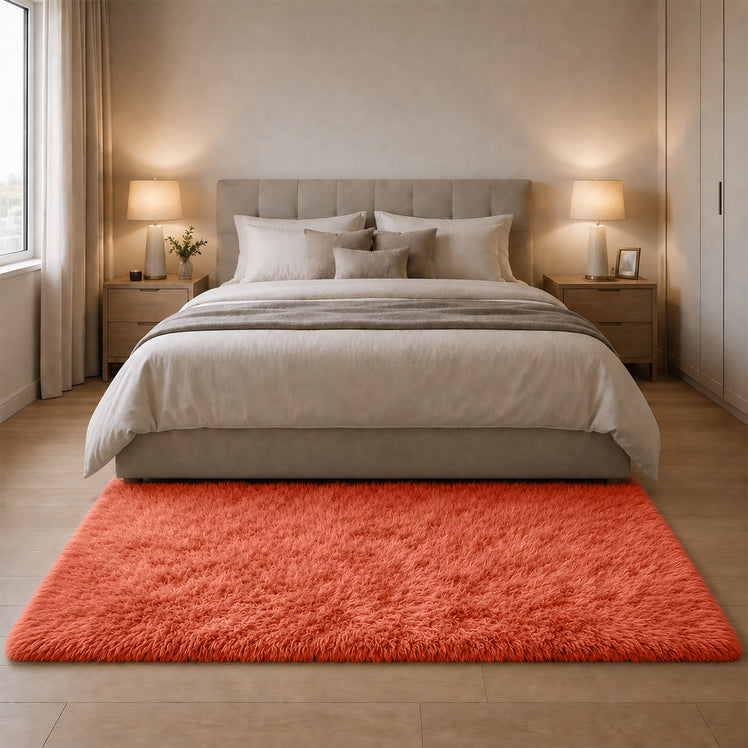Fluffy Large Shaggy Rug Rust
