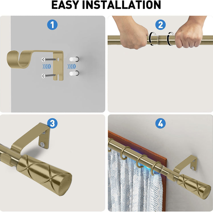 Extendable Heavy Duty Curtain Rods Cylinder Barrel Finials