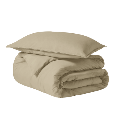 Beige Duvet Cover Set Plain