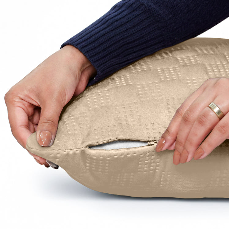 Check Embossed Velvet Cushion Cover
