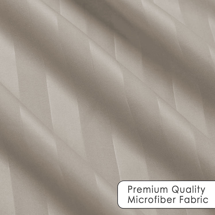 Beige Striped Bedding Duvet Cover Set