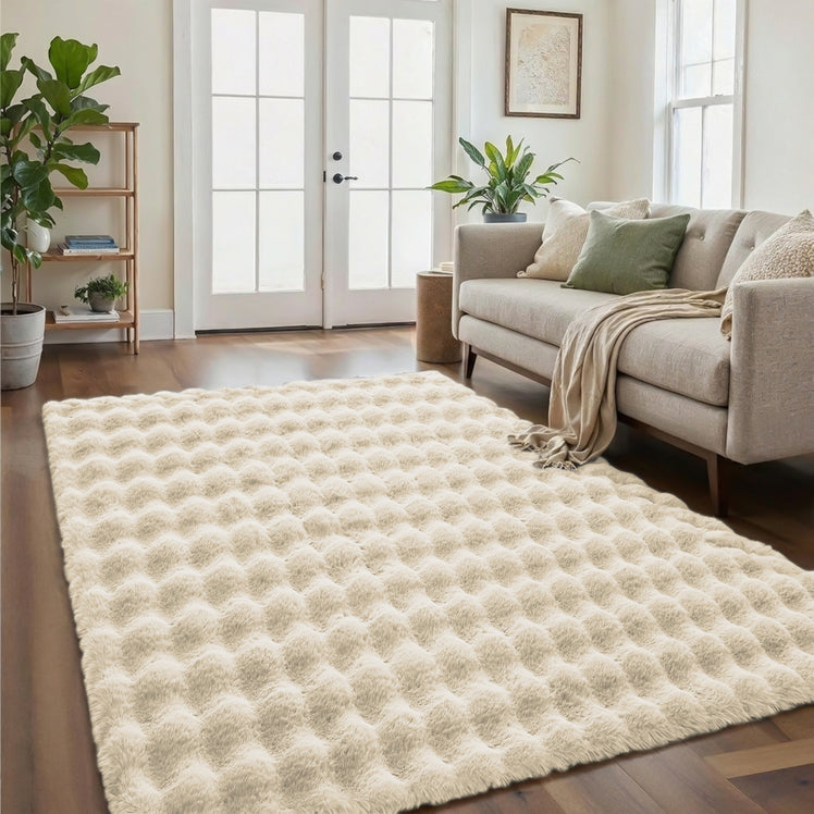 Soft Washable Bubble Textured Area Rug