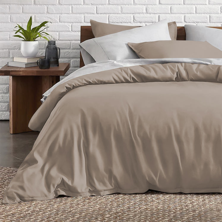 Beige Bedding Duvet Cover Set Plain