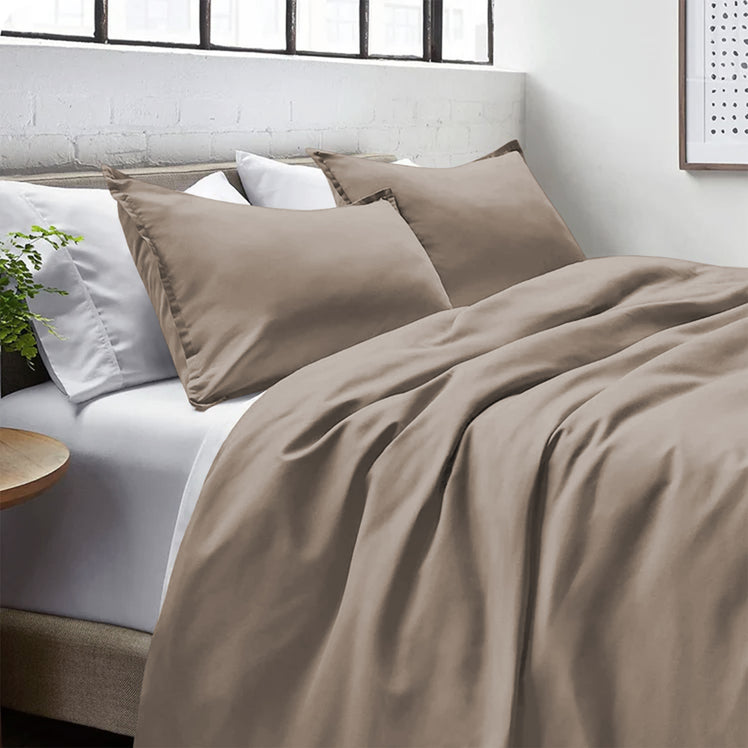 Beige Bedding Duvet Cover Set Plain