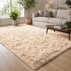 Beige Shaggy Rug Large Fluffy Shag Pile