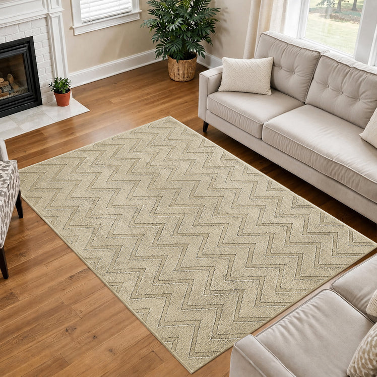 Geometric Embossed High-Low Pile Area Rug
