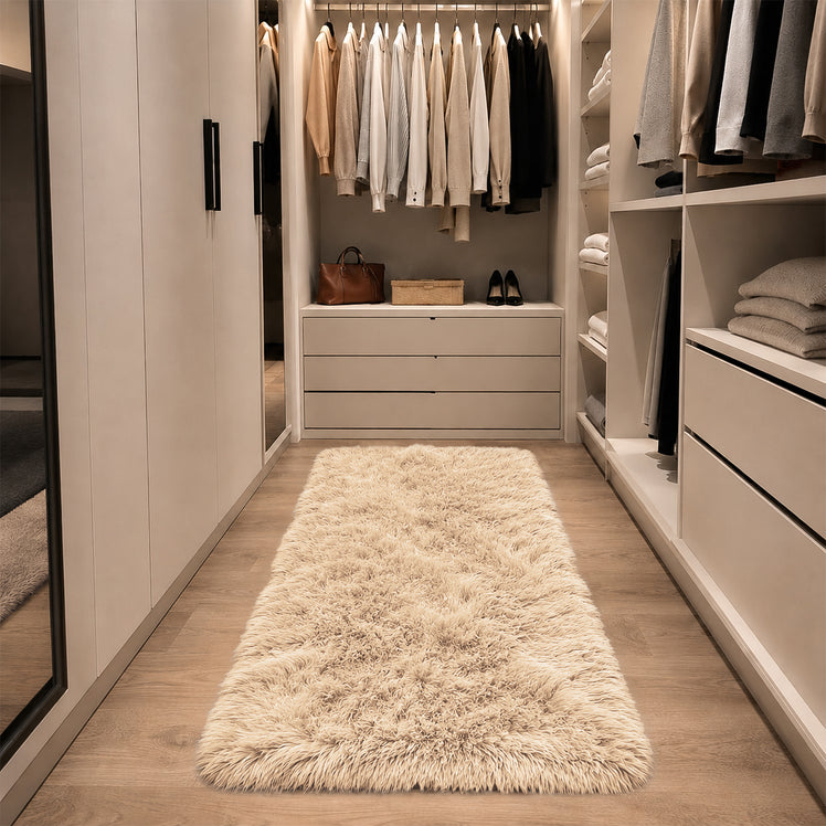 Beige Shaggy Rug Large Fluffy Shag Pile
