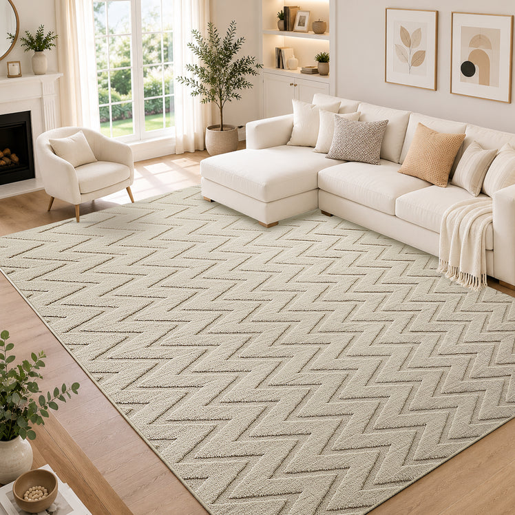 Geometric Embossed High-Low Pile Area Rug