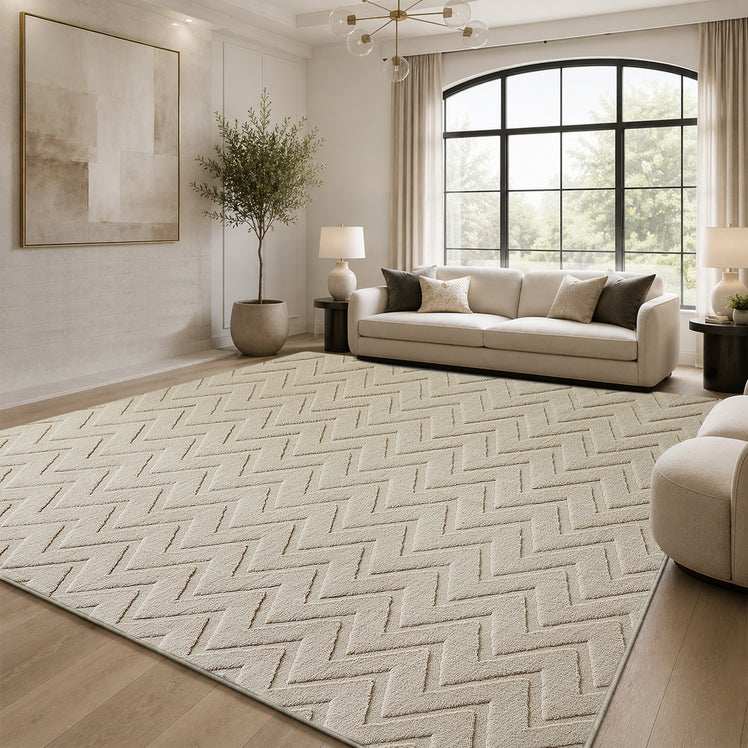 Geometric Embossed High-Low Pile Area Rug