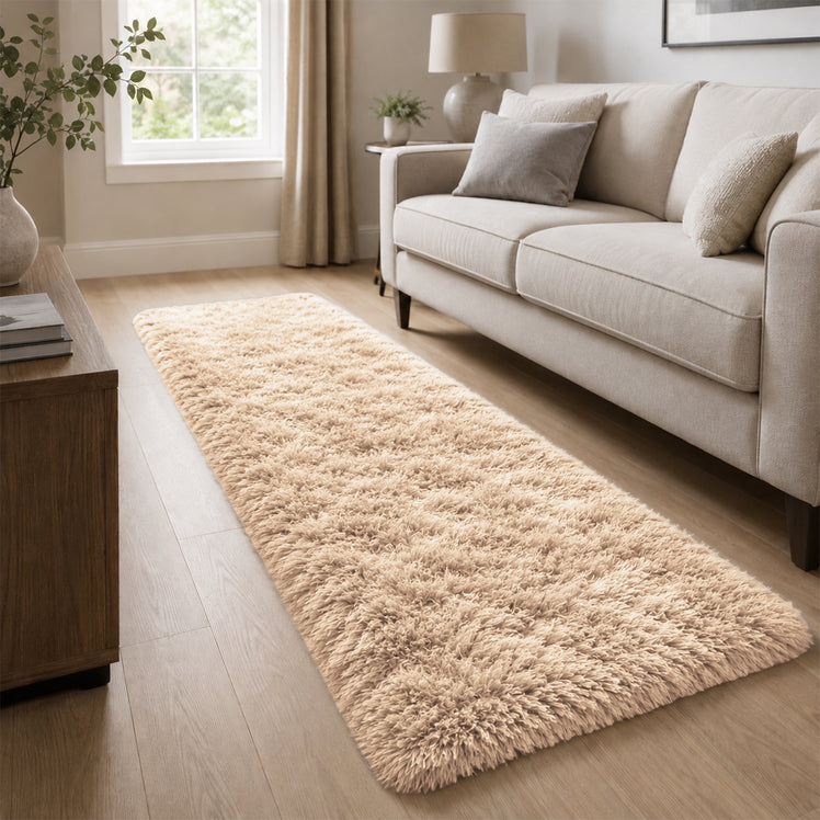 Beige Shaggy Rug Large Fluffy Shag Pile