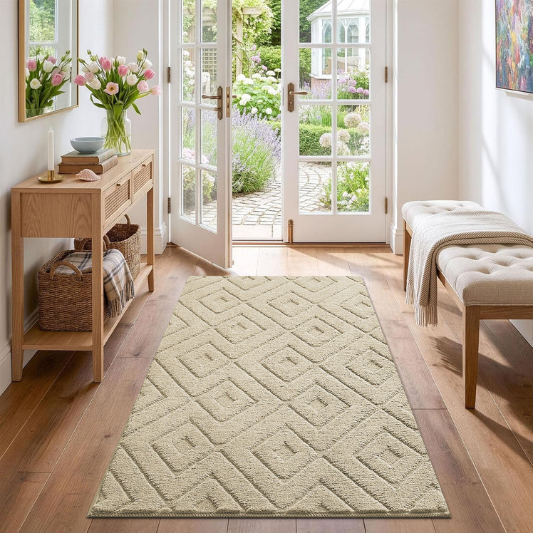 Geometric Embossed High-Low Pile Area Rug