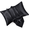 Black Satin Silk Pillowcases Pair